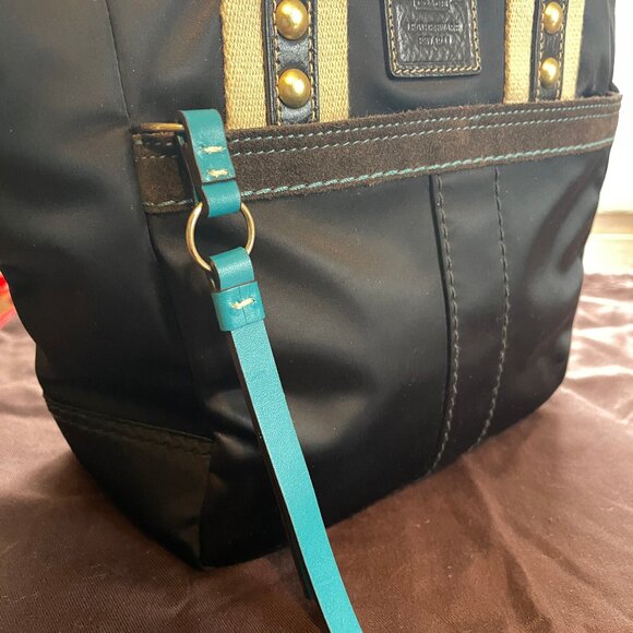 Coach Hampton Black Zip Top Nylon / Suede Mini Tote L05M-126 - Picture 3 of 16